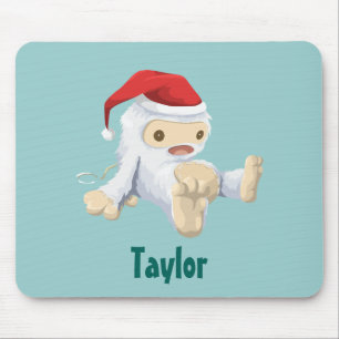 サンタハットにクリスマスのイェティパーソナライズされた人形 マウスパッド