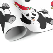 サンタハットにクリスマスのパンダのクマかわいい子供 ラッピングペーパー (ロールコーナー)