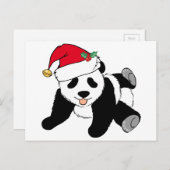 サンタハットにクリスマスのパンダ シーズンポストカード (正面/裏面)