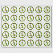 サンタハットにクリスマス用のナンディ・コンキュア・パロット ラッピングペーパー (フラット)