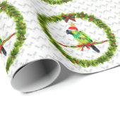 サンタハットにクリスマス用のナンディ・コンキュア・パロット ラッピングペーパー (ロールコーナー)