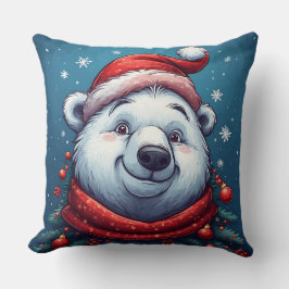 サンタハットにハッピーポーラーベア クッション
