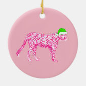 サンタハットにピンク色のチーズ セラミックオーナメント (裏面)