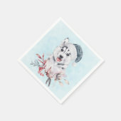 サンタハットに住むクリスマスハスキー犬 スタンダードカクテルナプキン (角)