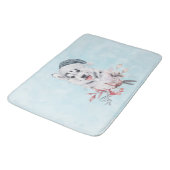 サンタハットに住むクリスマスハスキー犬 バスマット (アングル)