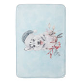 サンタハットに住むクリスマスハスキー犬 バスマット (正面縦)