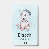 サンタハットに住むクリスマスハスキー犬 バッジ (裏面)