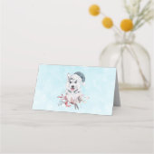 サンタハットに住むクリスマスハスキー犬 プレイスカード (正面)