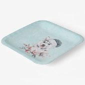 サンタハットに住むクリスマスハスキー犬 ペーパープレート (傾斜あり)