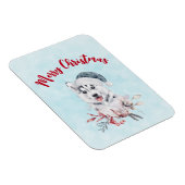 サンタハットに住むクリスマスハスキー犬 マグネット (右側)