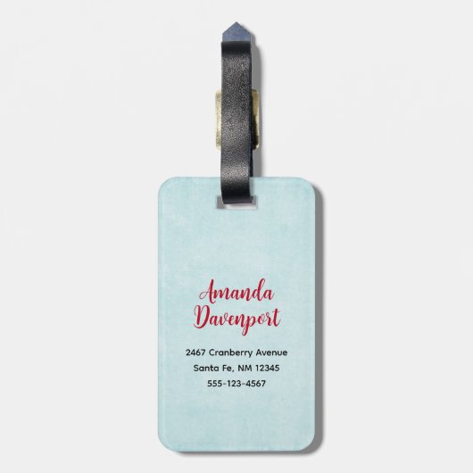 サンタハットに住むクリスマスハスキー犬 ラゲッジタグ (裏面縦)