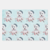 サンタハットに住むクリスマスハスキー犬 ラッピングペーパーシート (正面3)