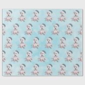 サンタハットに住むクリスマスハスキー犬 ラッピングペーパー (フラット)