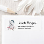 サンタハットに住むクリスマスハスキー犬 ラベル (インサイチュ)