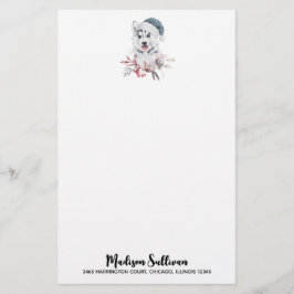 サンタハットに住むクリスマスハスキー犬 便箋