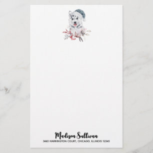 サンタハットに住むクリスマスハスキー犬 便箋