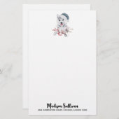 サンタハットに住むクリスマスハスキー犬 便箋 (正面/裏面)