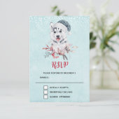 サンタハットに住むクリスマスハスキー犬 出欠カード (スタンド正面)