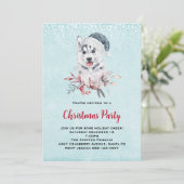 サンタハットに住むクリスマスハスキー犬 招待状 (スタンド正面)