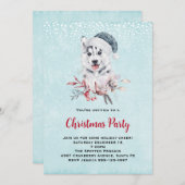 サンタハットに住むクリスマスハスキー犬 招待状 (正面/裏面)