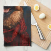 サンタハットに住むドイツ人の羊飼い キッチンタオル (四つ折り)