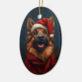 サンタハットに住むドイツ人の羊飼い セラミックオーナメント (左)