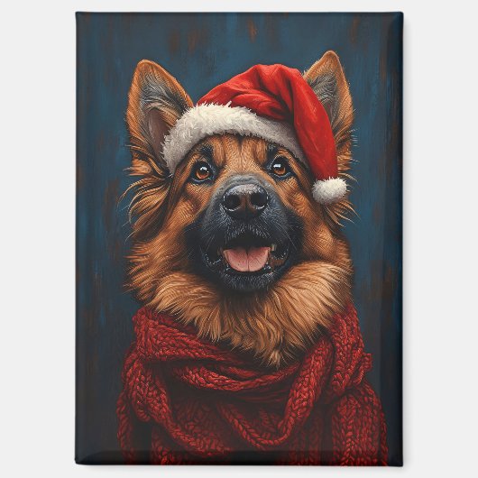 サンタハットに住むドイツ人の羊飼い マグネット (正面)