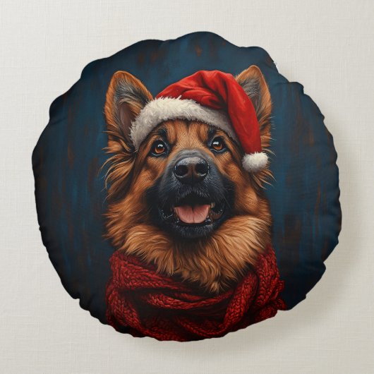 サンタハットに住むドイツ人の羊飼い ラウンドクッション (裏面)