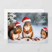 サンタハットに住むメリークリスマスリス一家 ポストカード (正面/裏面)