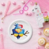 サンタハットに住む鳥の紙プレート ペーパープレート (パーティー)