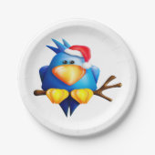 サンタハットに住む鳥の紙プレート ペーパープレート (正面)