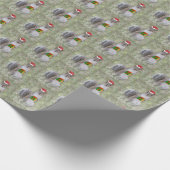 サンタハットに入ったかわいいリスとクリスマスプレゼントボックス ラッピングペーパー (角)