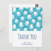 サンタハットに可愛いホッキョクグマクリスマスありがとう ポストカード (正面/裏面)