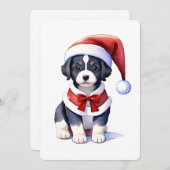 サンタハットに可愛い犬。クリスマスデザイン 招待状 (正面/裏面)