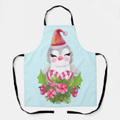 サンタハットに咲く可愛いクリスマスペンギン エプロン (正面)