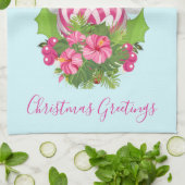 サンタハットに咲く可愛いクリスマスペンギン キッチンタオル (折り畳み)