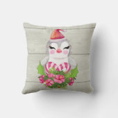 サンタハットに咲く可愛いクリスマスペンギン クッション (裏面)