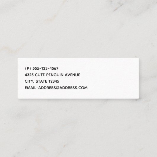 サンタハットに咲く可愛いクリスマスペンギン スキニー名刺 (裏面)