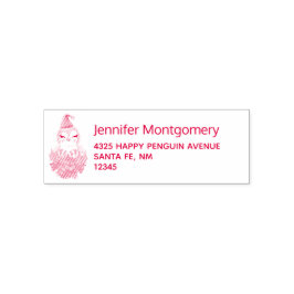 サンタハットに咲く可愛いクリスマスペンギン セルフインキングスタンプ