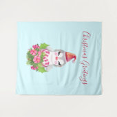 サンタハットに咲く可愛いクリスマスペンギン タペストリー (正面(横))