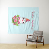 サンタハットに咲く可愛いクリスマスペンギン タペストリー (インサイチュ(横))