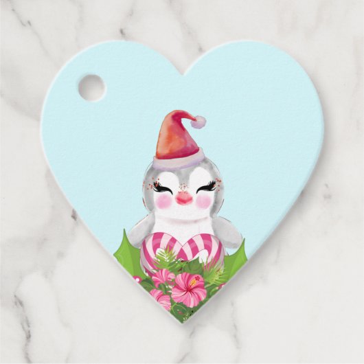 サンタハットに咲く可愛いクリスマスペンギン フェイバータグ (正面)