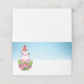 サンタハットに咲く可愛いクリスマスペンギン プレイスカード (外部開封)