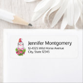 サンタハットに咲く可愛いクリスマスペンギン ラベル (インサイチュ)