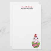 サンタハットに咲く可愛いクリスマスペンギン 便箋 (正面/裏面)