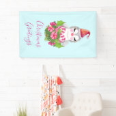 サンタハットに咲く可愛いクリスマスペンギン 横断幕 (インサイチュ)