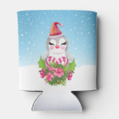 サンタハットに咲く可愛いクリスマスペンギン 缶クーラー (裏面)