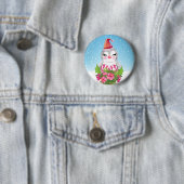 サンタハットに咲く可愛いクリスマスペンギン 缶バッジ (インサイチュ)