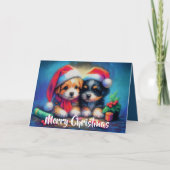 サンタハットに囲まれた可愛い子犬たち シーズンカード (正面)