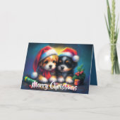 サンタハットに囲まれた可愛い子犬たち シーズンカード (正面)